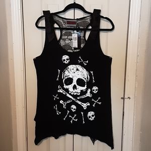 JawBreaker Hottopic Skull & Crossbone Bow Tank